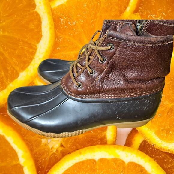 Sperry Women's Brown‎ Leather Side Zip Top-Sider Saltwater Duck Boot Size 9.5 - Picture 1 of 10